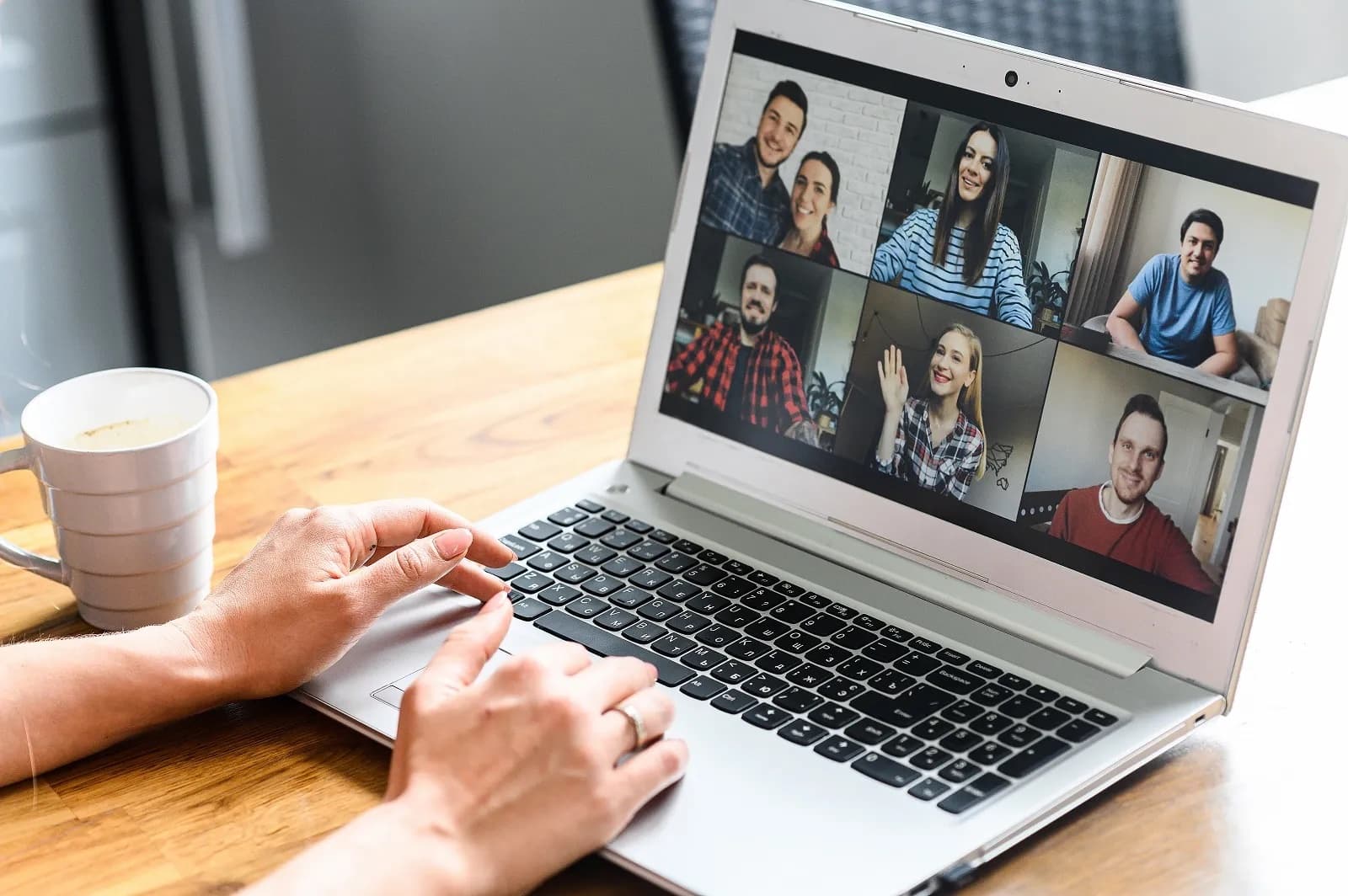 A zoom call on a laptop